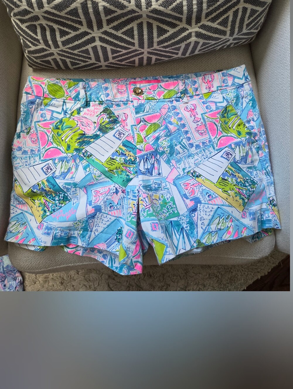 Lilly Pulitzer Callahan Cotton Shorts In The Print "Wish You Were Here"